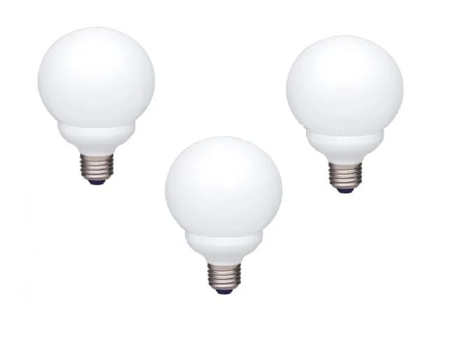 SET 3 becuri fluorescent Panasonic, soclu E27, putere 13W, forma sferic, lumina alb calda, alimentare 220 - 240 V, "EFG13E282V-3"