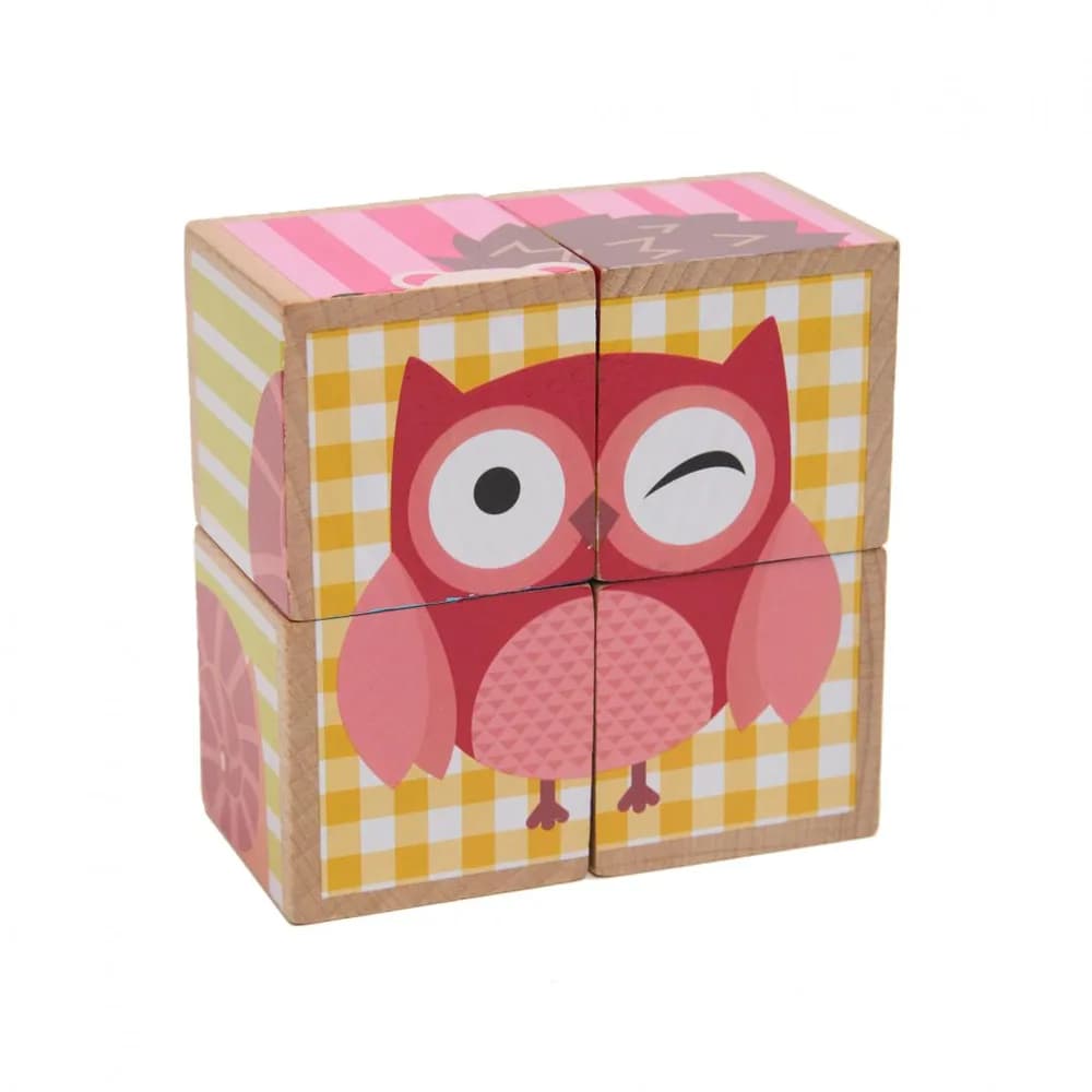 PUZZLE DIN LEMN CU ANIMALE, 4 PIESE, MOMKI — miniatură