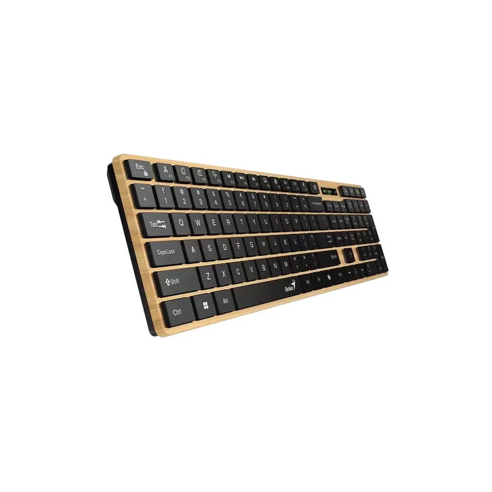 TASTATURA Genius "SlimStar 7250BT", wireless 2.4GHz+Bluetooth, 104 taste slim, tasta Copilot, lemn - negru, "31320004400" 4710268263005 — miniatură