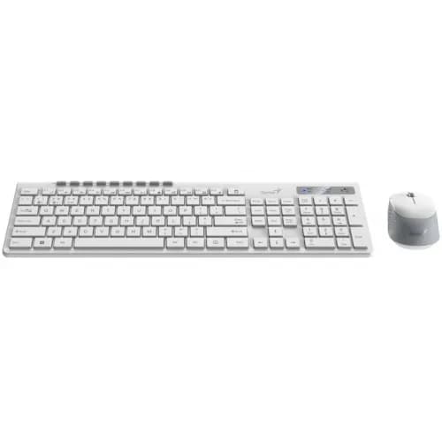 KIT wireless GENIUS, tastatura wireless 104 taste (multimedia) + mouse wireless 1200dpi, 3 butoane, BT5.3 + 2.4G, USB, alb, "SlimStar 8230" "331340015400" — miniatură