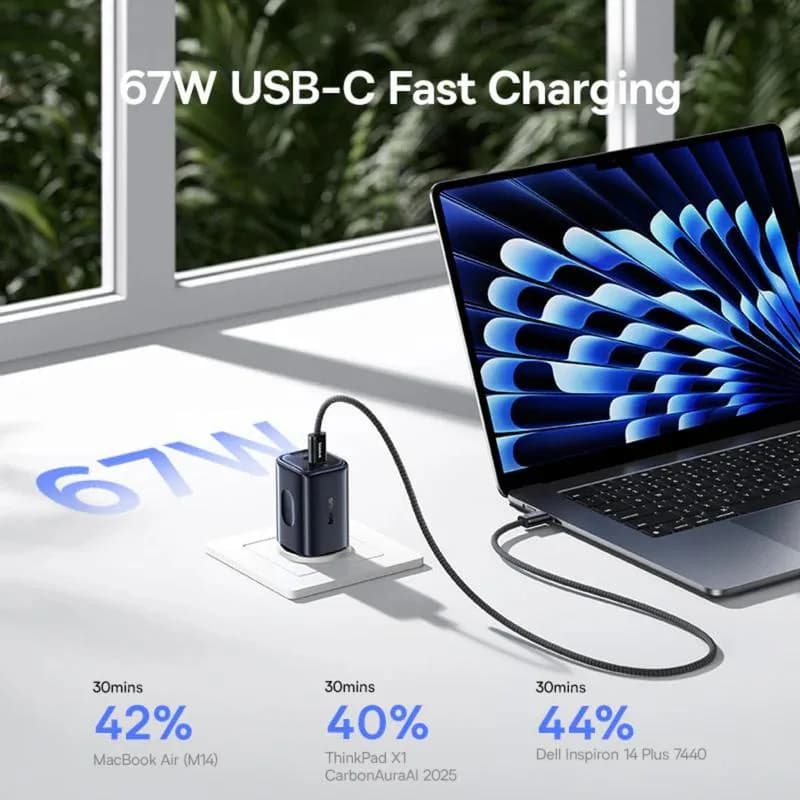 INCARCATOR retea Baseus PicoGo AE11, Quick Charge 67W, 1 x USB, 2 x USB Type-C, negru "E0121200" - 6932172699963 — miniatură