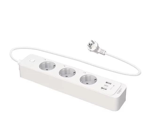 TP-Link SMART WI-FI SOCKET TAPO P300, Protocol: IEEE 802.11b/g/n, Bluetooth 4.2, 2.4 GHz, Cerințe de sistem, Android 5 sau mai recent, iOS 10 sau mai recent, Dimensiuni: 268*55*40mm, cablu de 1.5m, voltaj maxim: 2300W, 10A, 3 prize, 2 x USB. — miniatură