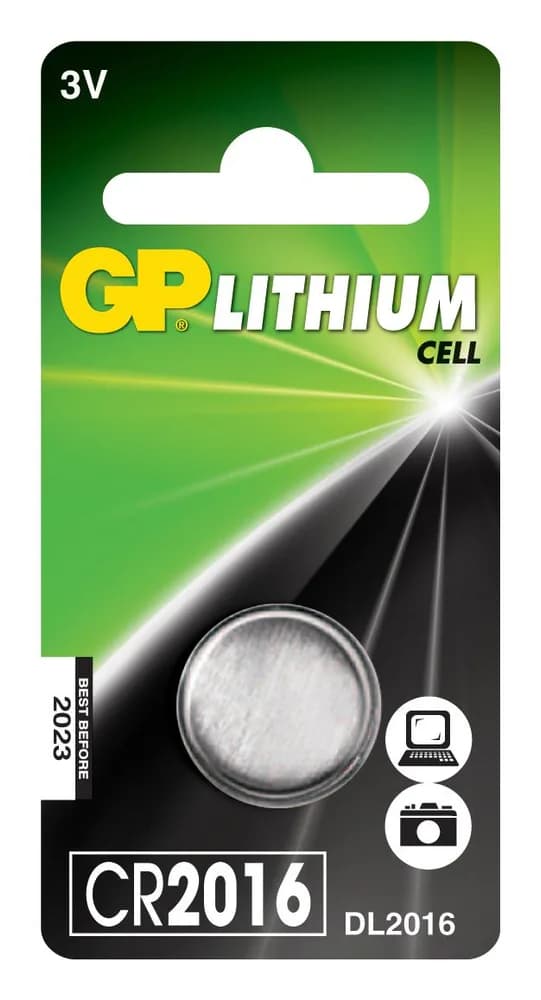 Baterie GP Batteries, butoni (CR2016) 3V lithium, blister 1 buc. "GPCR2016-2CPU1" "GPPBL2016140"