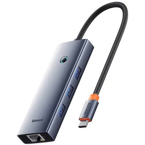 HUB extern Baseus UltraJoy 4 in 1, input USB, output USB Type-C, USB3.0 x 4, lungime cablu 50 cm, gri "B0005280B811-01" - 6932172653262