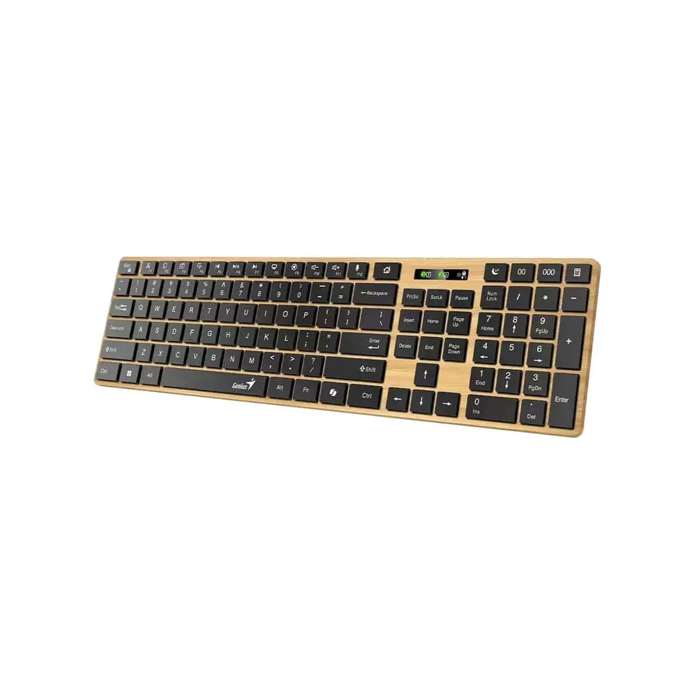 TASTATURA Genius "SlimStar 7250BT", wireless 2.4GHz+Bluetooth, 104 taste slim, tasta Copilot, lemn - negru, "31320004400" 4710268263005 — miniatură