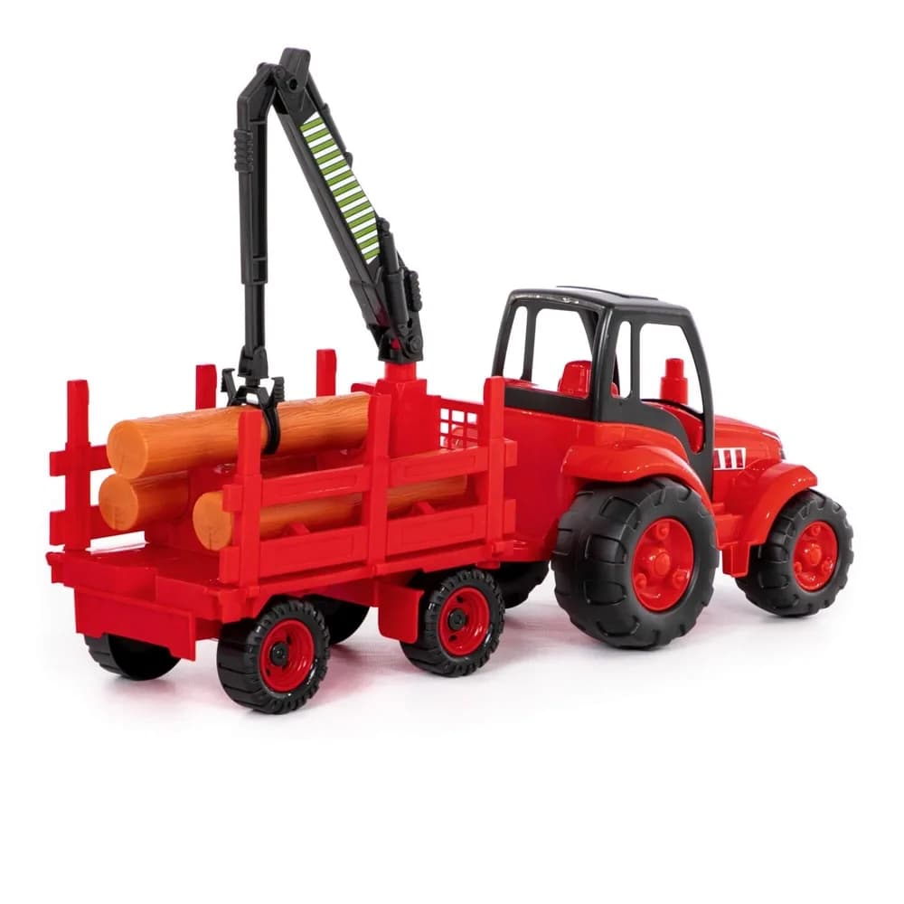 Tractor cu remorca lemne - Champion, 68x22x26 cm, Polesie — miniatură