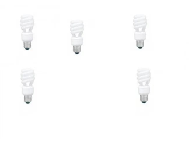 SET 5 becuri fluorescent Panasonic, soclu E27, putere 14W, forma spirala, lumina alb calda, alimentare 220 - 240 V, "EFD14E27HD3E-5"