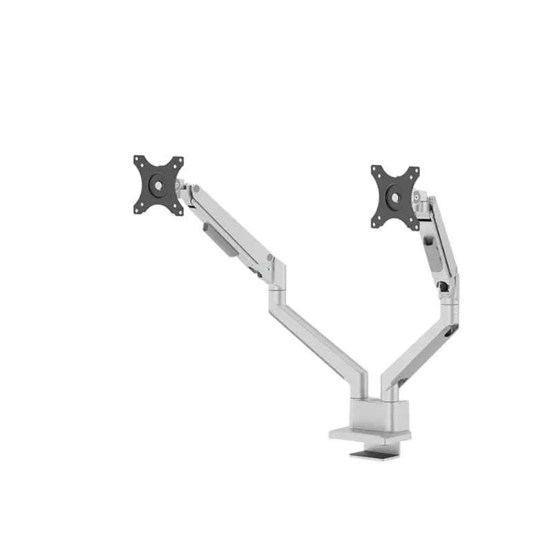 Brat dublu monitor Neomounts DS70-250SL2; pentru display-uri cu diagonale 17"-32", sistem de prindere VESA 75x75~100x100, greutate maxima suportata 9 - per ecrankg, full motion, tilt +45°, swivel 90°, rotate 180°; gas spring; culoare argintiu.