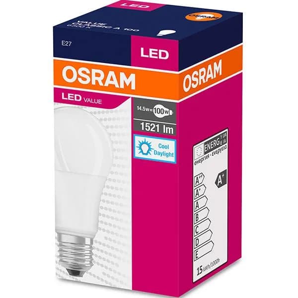 Bec LED Osram Value Classic A, E27, 13W (100W), 1521 lm, luminarece(6500K) — miniatură