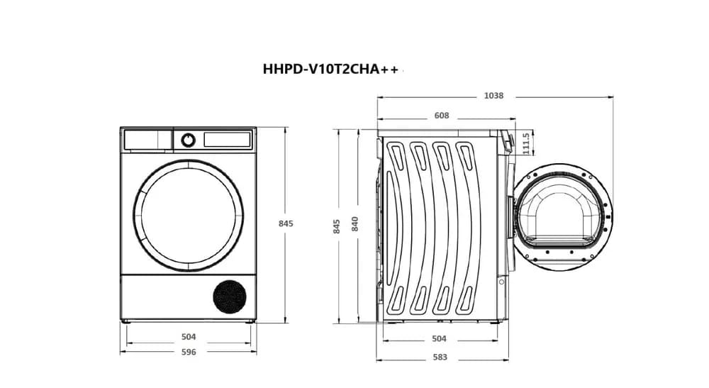 Uscator de rufe HEINNER HHPD-V10T2CHA++, 10 kg, Clasa: E, Alb — miniatură