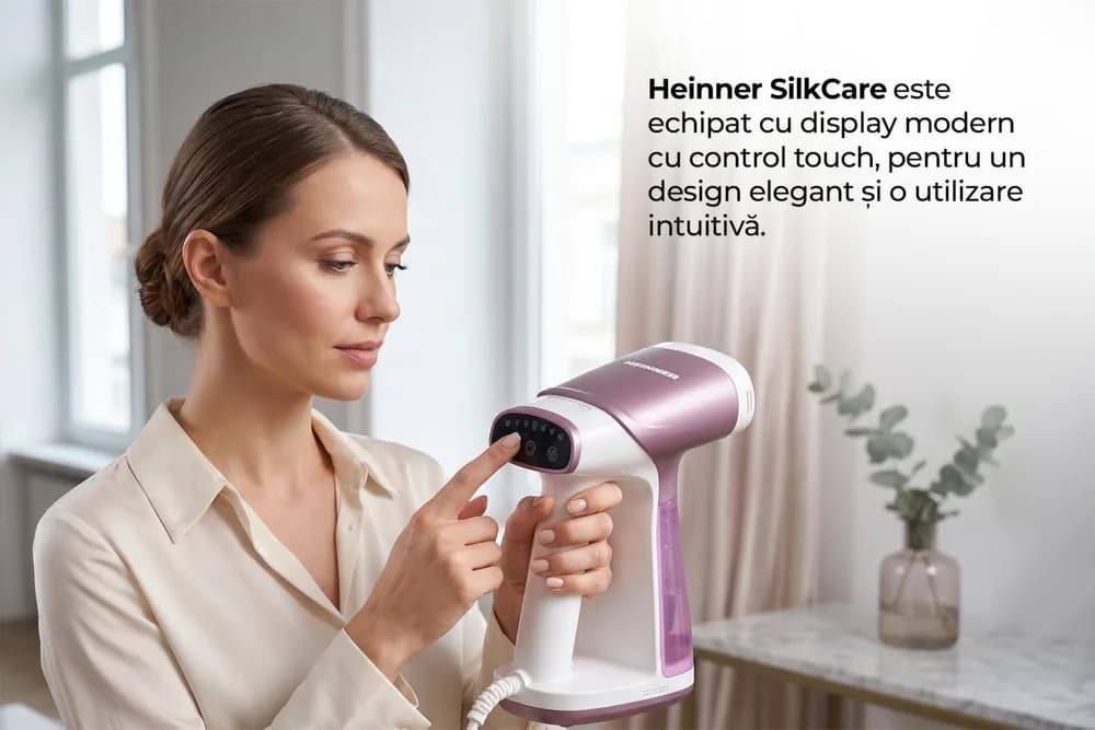 Aparat de călcat vertical cu funcție vacuum HEINNER SilkCare HGS- A1500VPNK — miniatură