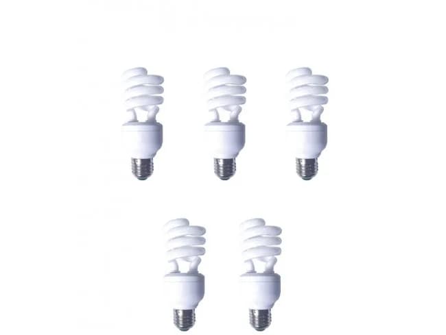 SET 5 becuri fluorescent Panasonic, soclu E27, putere 19W, forma spirala, lumina alb rece, alimentare 220 - 240 V, "EFD19E65HD3E-5"