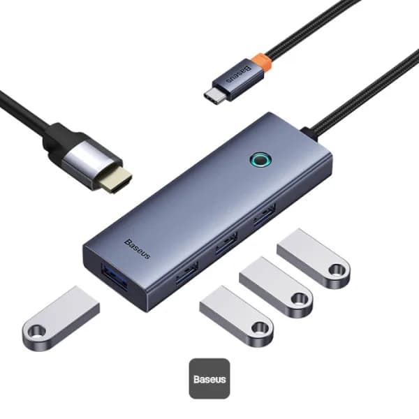 DOCKING STATION Baseus UltraJoy 5 in 1, input USB Type-C, output HDMI4K@30Hz x 1, USB3.0 x 4, gri "B00052809813-00" - 6932172631826