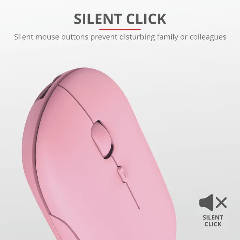 Mouse Wireless Trust Puck, 1600 dpi, Roz — miniatură