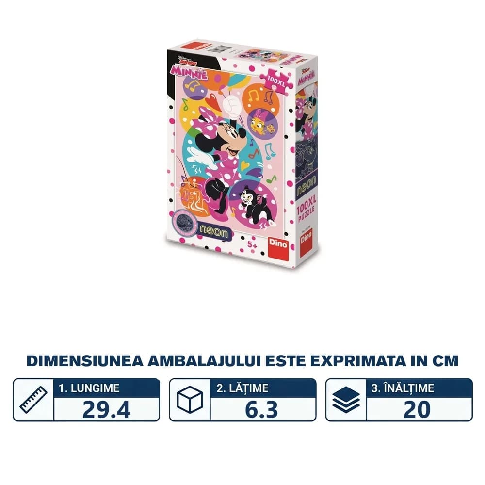 Puzzle 100 piese, neon, Minnie - DINO TOYS — miniatură