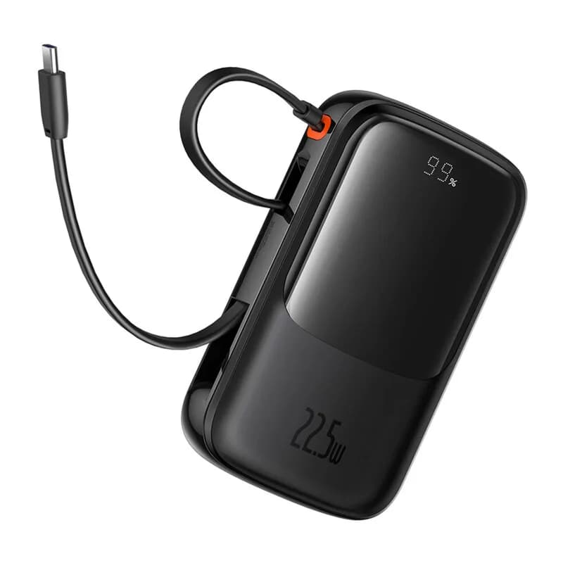 POWER BANK Baseus Qpow Pro+, display, capacitate 10000mAh, 22.5W, 1 x USB; 1 x USB Type-C, cablu integrat 1 x USB Type-C, total 5V/2.4A, negru, "P10067101113-00" - 6932172652463 — miniatură