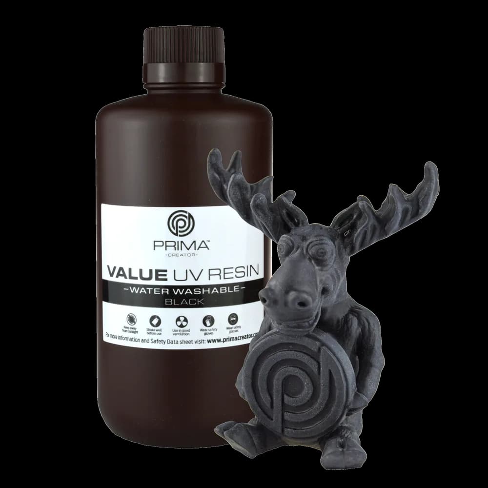 Rășină 3D PrimaCreator Value Water Washable UV – 1 kg – Black