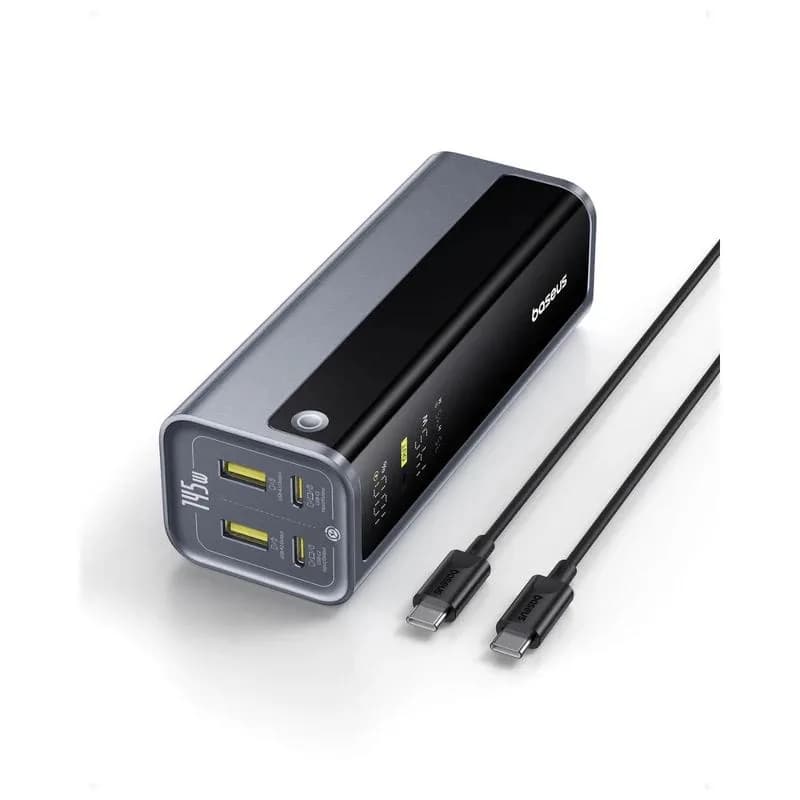 POWER BANK Baseus EnerGeek GP12, 20800mAh, 2 x USB Type-C, 2 x USB, 145W, display, include cablu USB Type-C la USB Type-C 1m, negru, "P10082109813-00" - 6932172687571 — miniatură