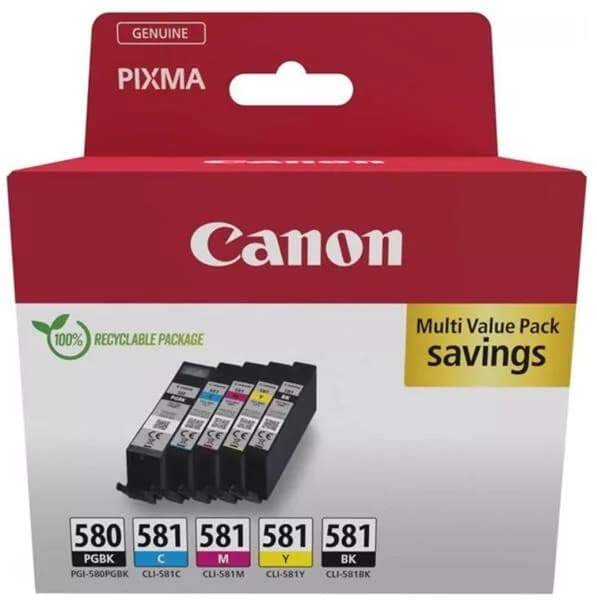 Combo-Pack Original Canon CMYKPB, PGI-580/CLI-581 VP, pentru Pixma TR7550|TR8550|TS6150|TS6250|TS705|TS8150|TS8250|TS9150|TS9155|TS9550, "2078C007AA"
