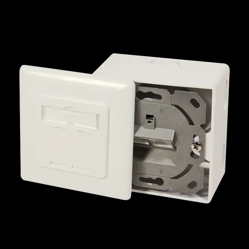 PRIZA RJ-45 aplicabila cu 2 iesiri LOGILINK pt. cablu FTP, Cat6A, RJ-45 (M) x 2, ecranat, plastic cu metal, pure white, 1 buc, "NP0124" — miniatură