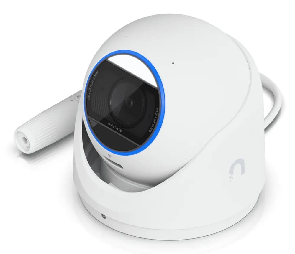 Ubiquiti UVC-G6-Pro-Turret-W All-weather tamper-resistant 4K PoE+ camera with a Multi-TOPS AI engine, 2.36x optical zoom, and a large 1/1.2" CMOS sensor "UVC-G6-PRO-TURRET-W" — miniatură