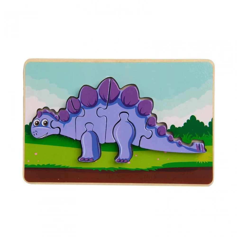 PUZZLE DIN LEMN STEGOZAUR, 8 PIESE, MOMKI — miniatură