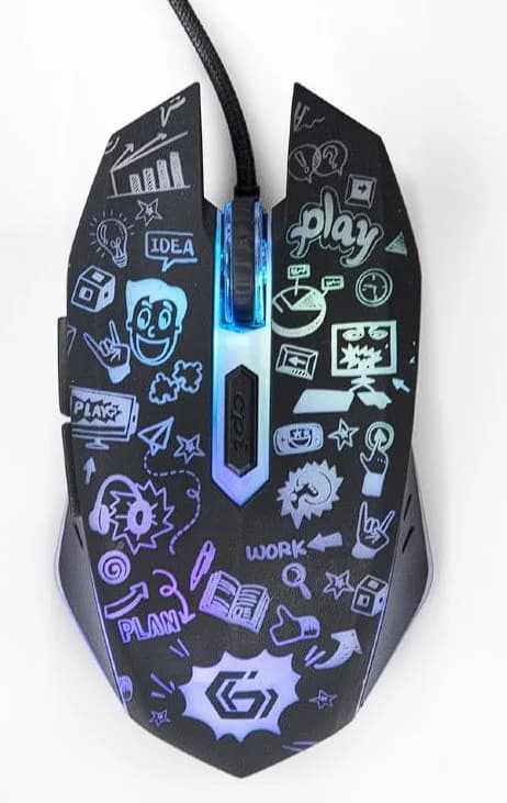 MOUSE GEMBIRD, gaming, cu fir, USB, optic, 3600 dpi, butoane/scroll 6/1, iluminare, cablu 1.5m, negru, "MUS-6B-GRAFIX-01" — miniatură