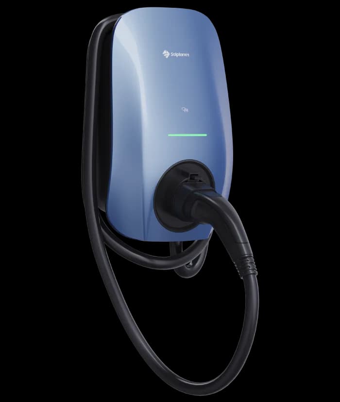 Solplanet EV Charger 22kW, RFID/NFC, WIFI+Bluethooth+RS485, Morandi Blue, 5M Cable+ETH