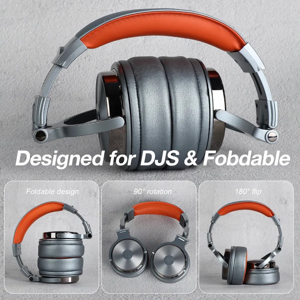 Casca OneOdio cu fir detasabil, tip over ear, utilizare profesionala, DJ, conectare prin Jack 3.5 mm | Jack 6.35 mm, difuzor 50 mm, impedanta 32 Ohm, gri, "Pro50-Deep-Grey" — miniatură