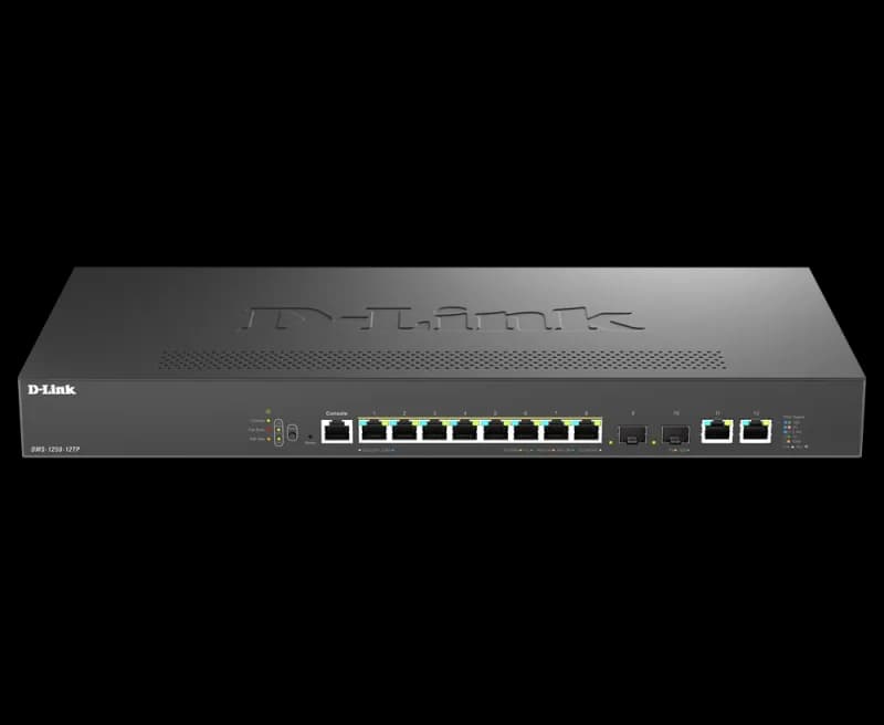 Switch D-Link DMS-1250-12TP, 8 porturi Gigabit, 2 porturi SFP+, Protocol 802.1D STP 802.1s MSTP 802.1w RSTP, rackabil