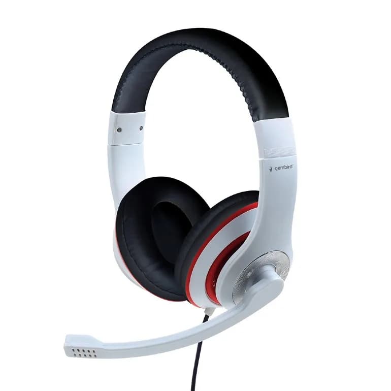 CASTI Gembird, cu fir, standard, utilizare multimedia, call center, microfon pe brat, conectare prin Jack 3.5 mm, alb / negru, "MHS-03-WTRDBK"