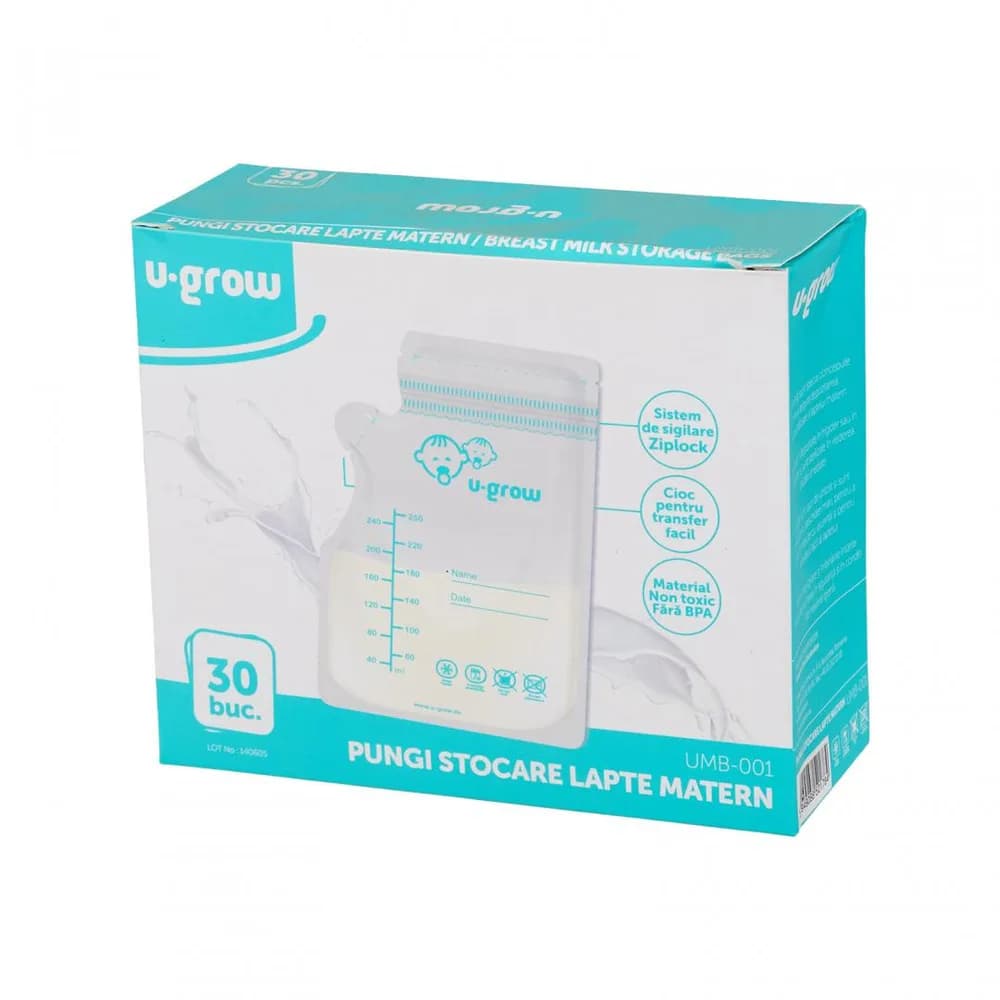 Pungi stocare lapte matern 30buc UMB-001, U-Grow — miniatură