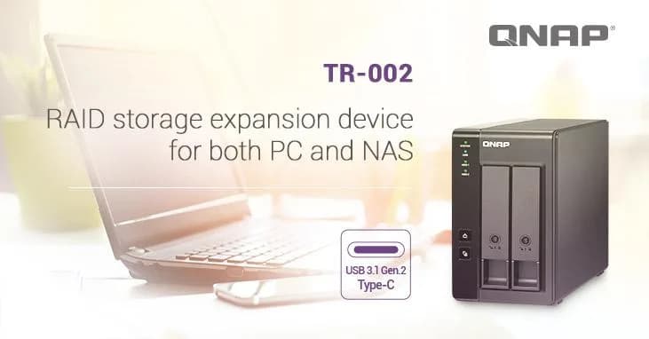 Extensie USB QNAP TR-002 2-Bay, 2.5/3.5 SATA 6Gbps HDD (neincluse), 1xUSB3.11 (type-c), tower, PSU adaptor 36W — miniatură