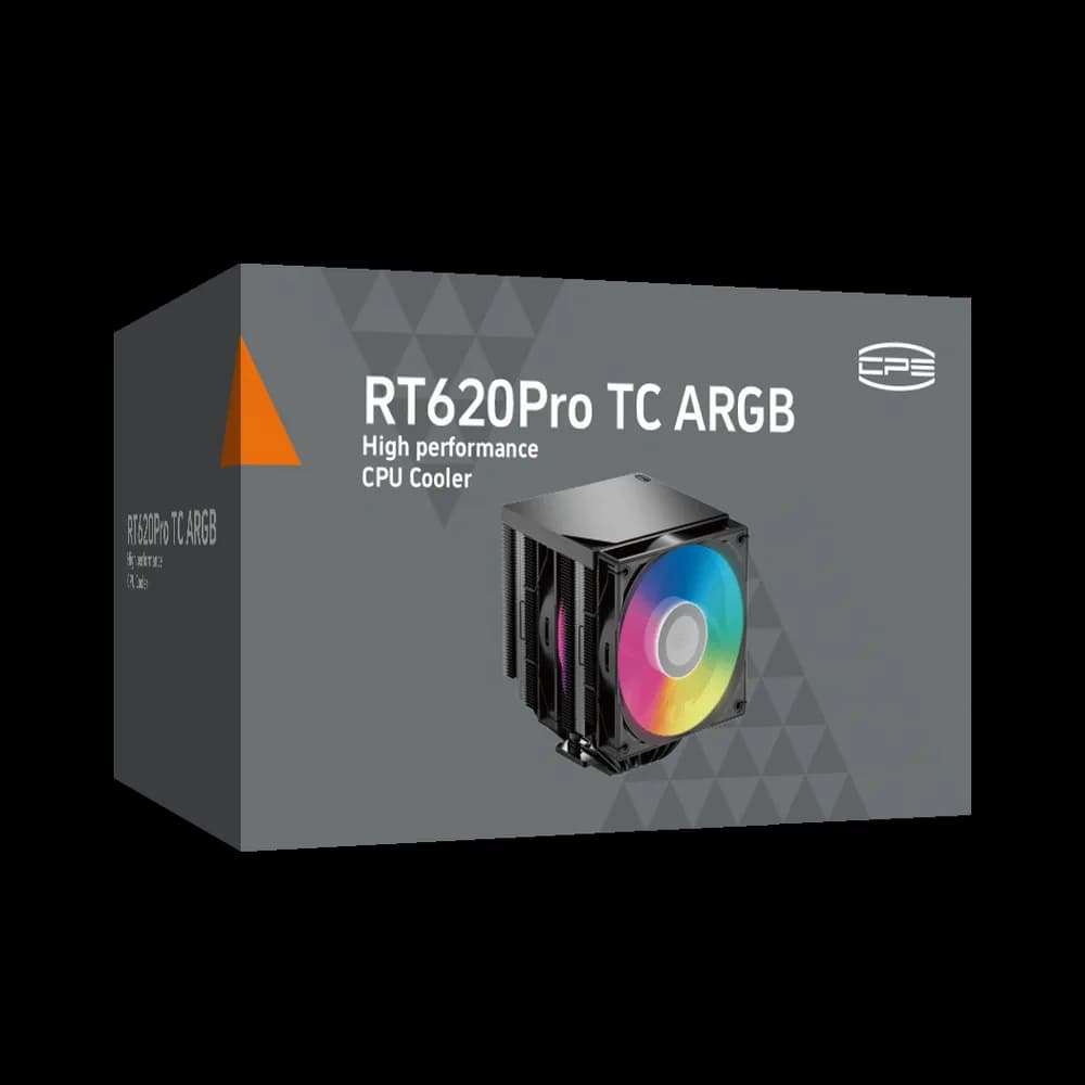 COOLER PCCooler "RT620 Pro TC ARGB" skt. Intel si AMD, racire cu aer, vent. 2 x 120mm, 500 - 2200 rpm, 6 heatpipes, inaltime 158mm, iluminare ARGB,"RT620Pro TC ARGB BK" — miniatură