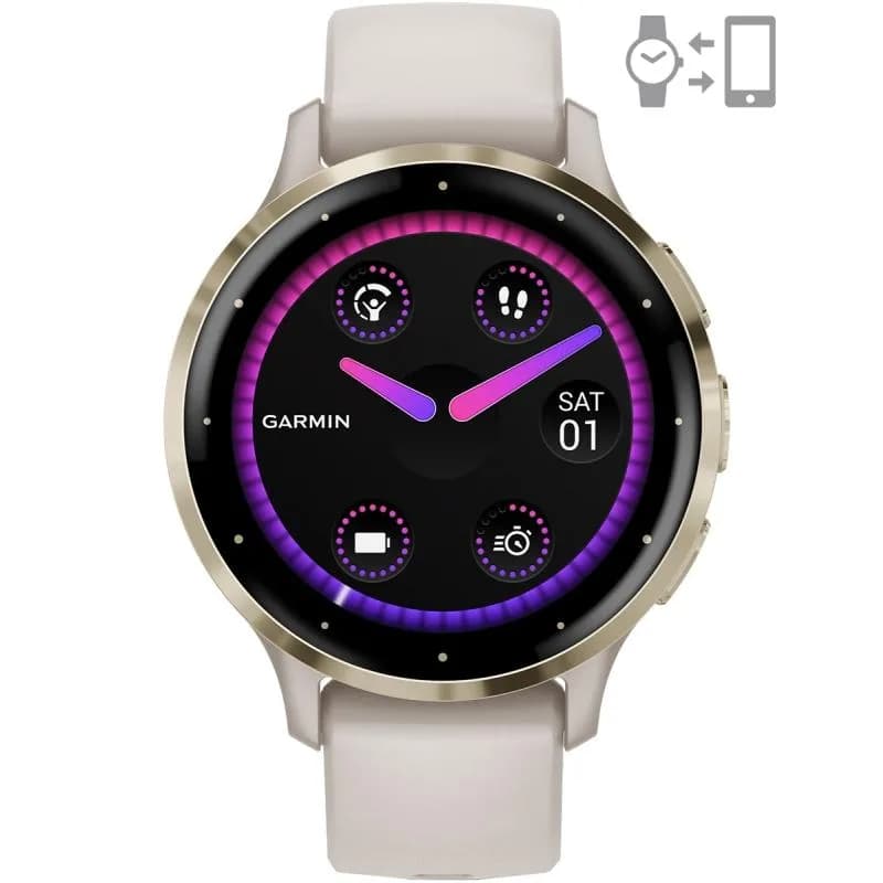 Ceas Garmin Venu 3S, Ivory/ Soft Gold — miniatură