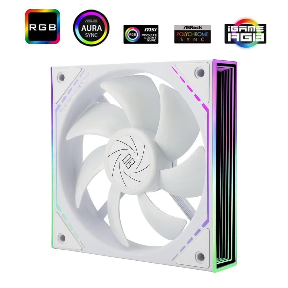 VENTILATOR Thermalright "TL-M12W", 120mm, 1500 RPM, S-FDB Bearing, 47.6 CFM, LED ARGB, 4pin PWM, alb, "TL-M12W"