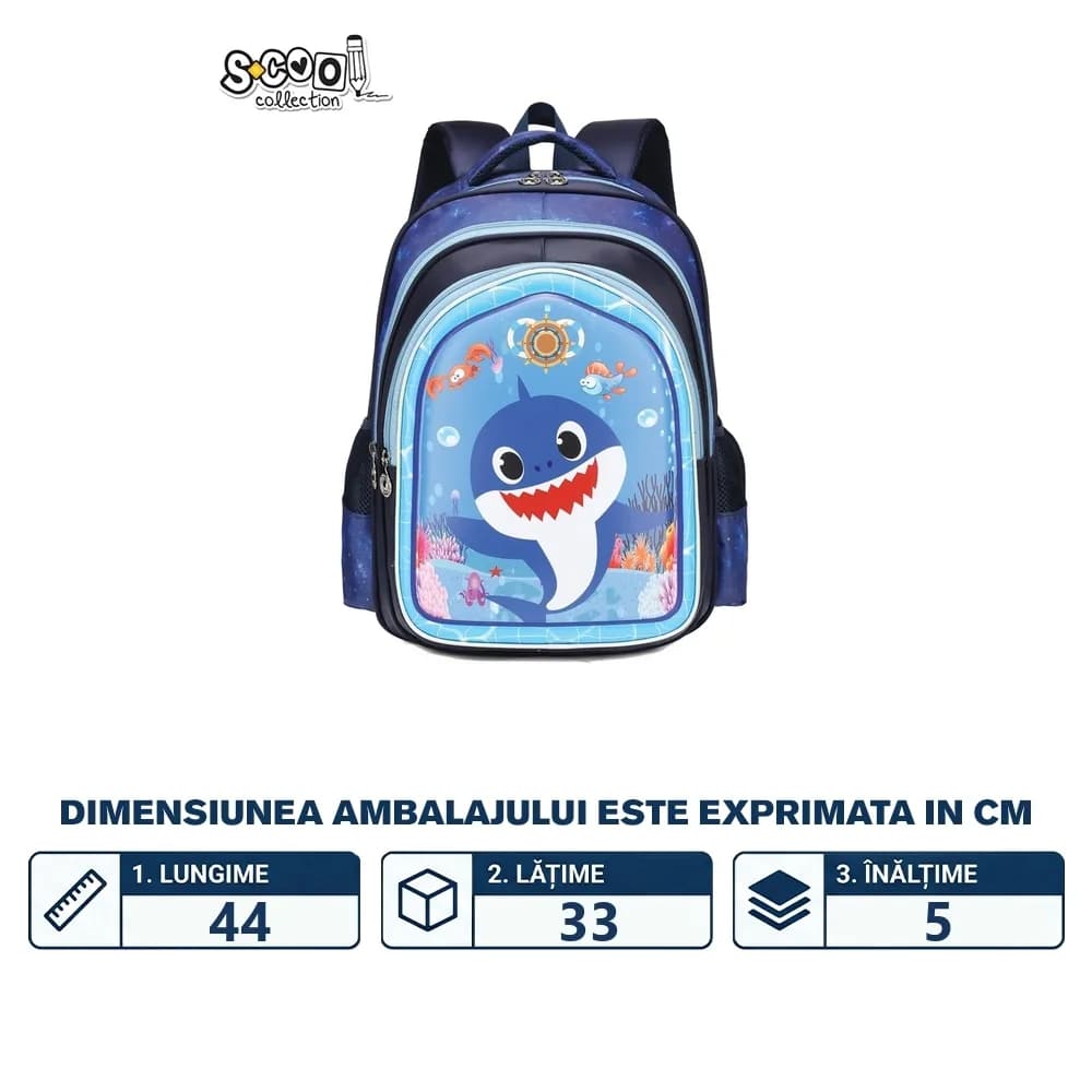 Ghiozdan 3D, 31x24x41 cm, SHARK - S-COOL — miniatură