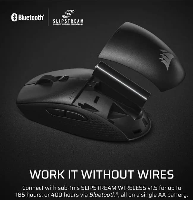 Mouse Gaming Wireless CORSAIR M55, 24000 dpi, Negru — miniatură