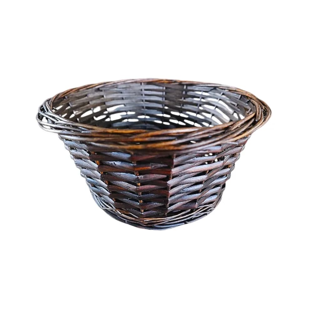 Coș Rotund din Răchită – Mic, maro închis