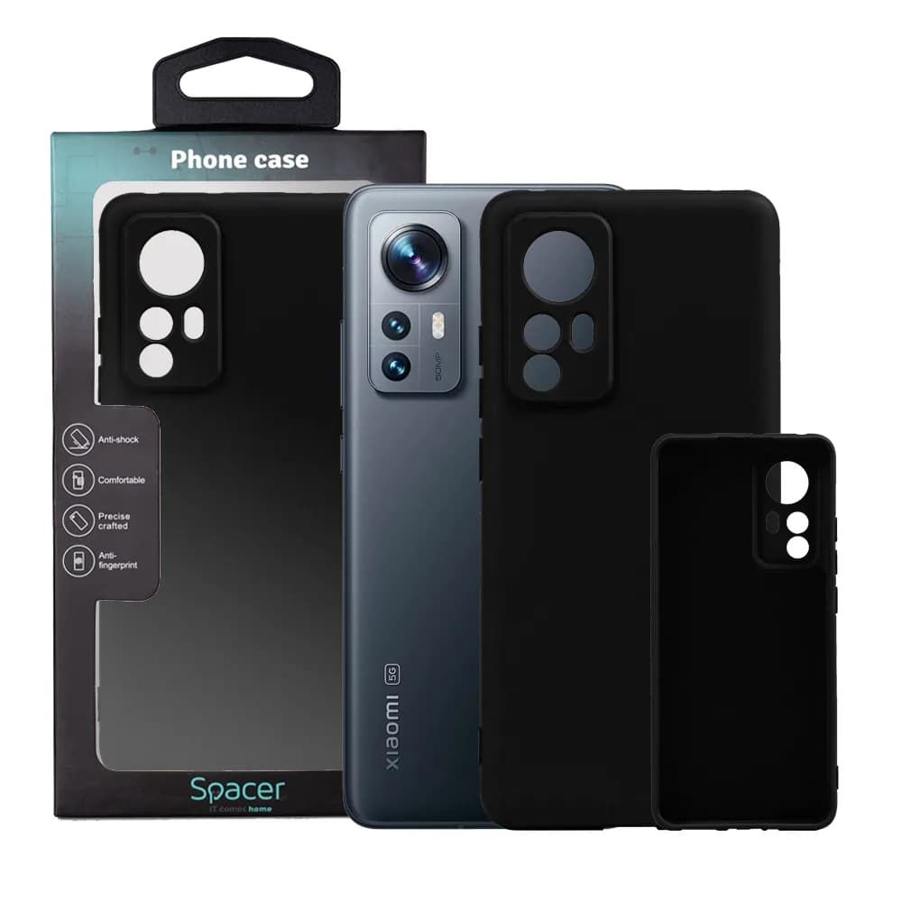 Husa Xiaomi 12 Spacer, negru, grosime 2mm, material flexibil silicon + interior cu microfibra "SPPC-XI-12-SLK"