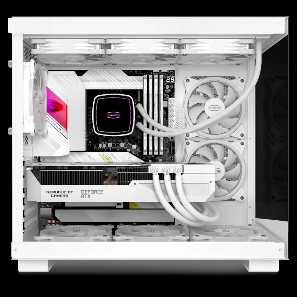 CARCASA PCCOOLER, Middle Tower, ATX, fara sursa, sticla securizata, 6 ventilatoare incluse, iluminare ARGB, negru, USB 3.2 gen 1 x 2, USB Type-C x 2, mic, audio, "C3 T500 ARGB WH" — miniatură