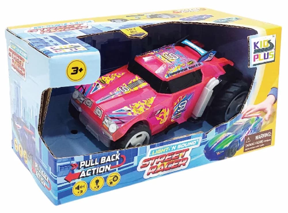 MASINUTA CU LUMINI, SUNETE SI SISTEM PULLBACK RACER, SCARA 1/24, DIVERSE CULORI- ALBASTRU, VERDE SI ROZ — miniatură