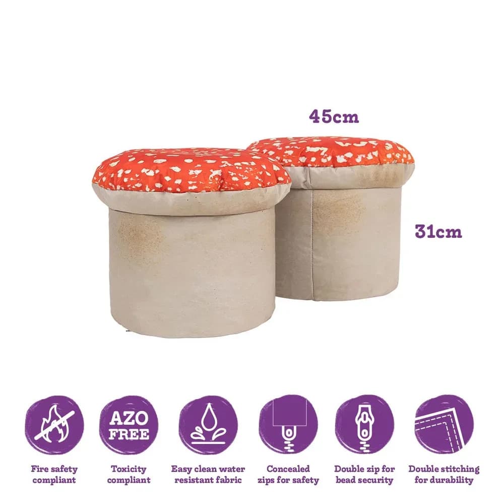 Scaun puf Ciuperci mari de pădure (set de 2, mari) – 45cm x 31cm — miniatură