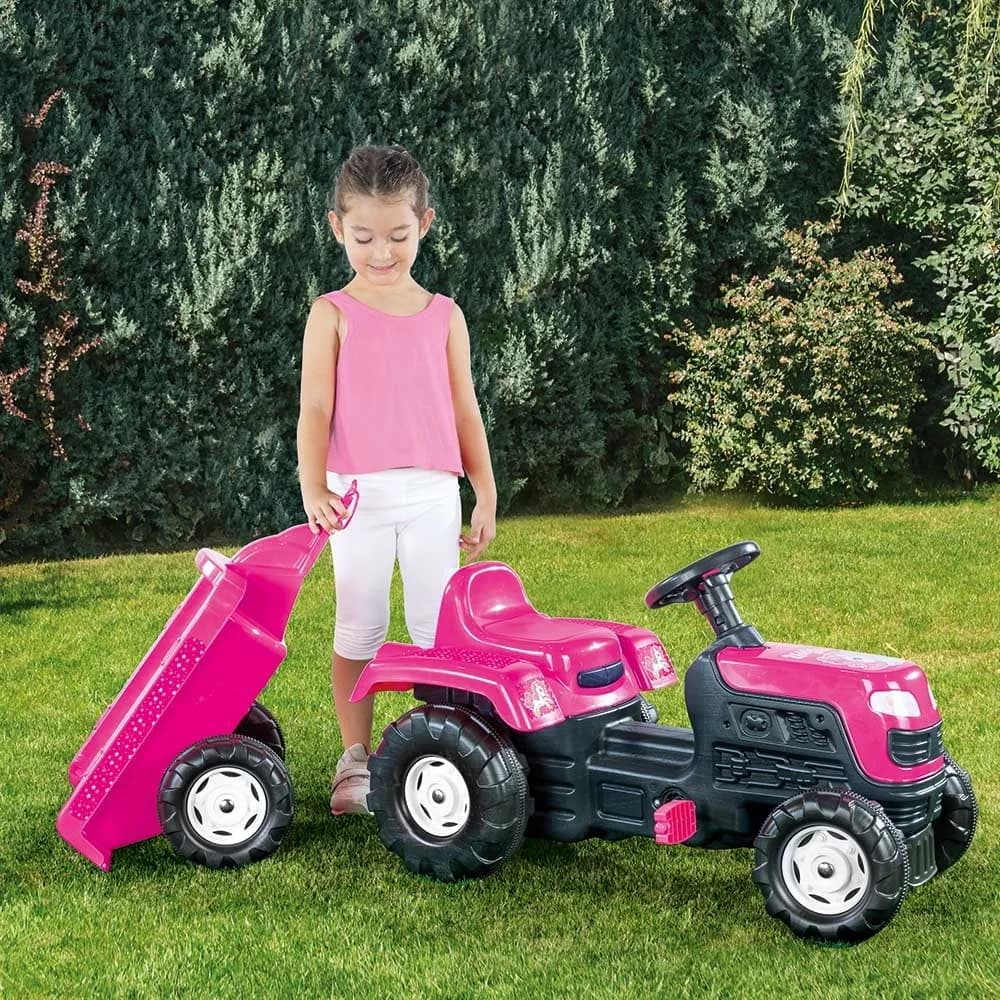 Tractor cu pedale si remorca Unicorn, 52x144x45cm - Dolu — miniatură