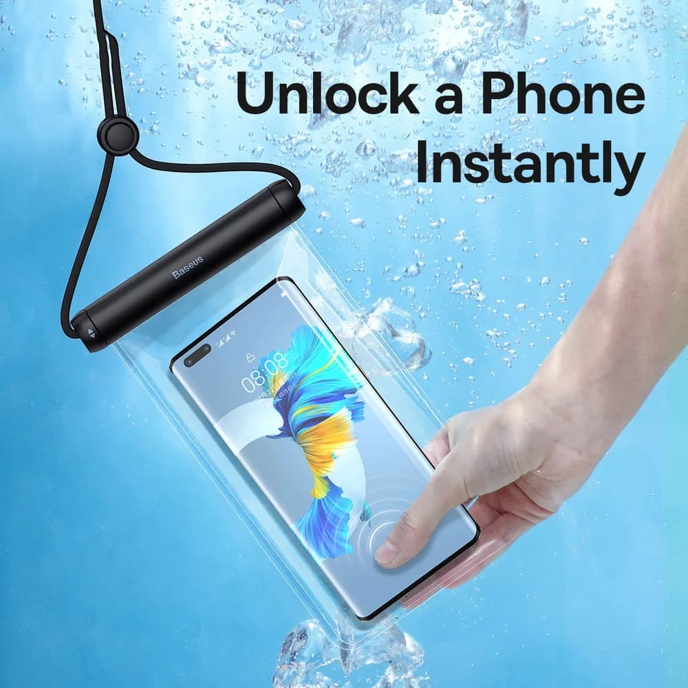 HUSA IMPERMEABILA Baseus, pentru smartphone diagonala maxima 7.2 inch, transparenta cu zip negru "FMYT000001" - 6932172610968 — miniatură