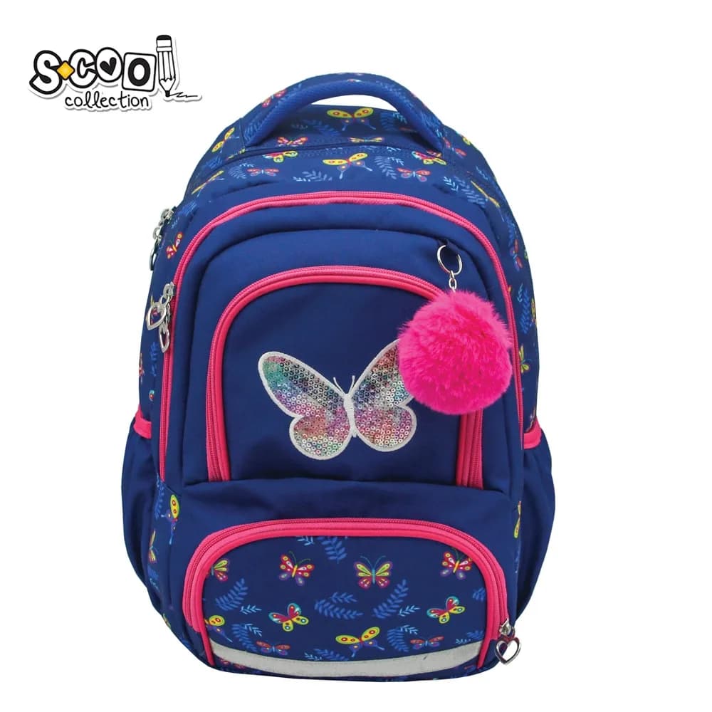 Ghiozdan ergonomic, compartiment laptop, 42x31x16 cm, BUTTERFLY - S-COOL