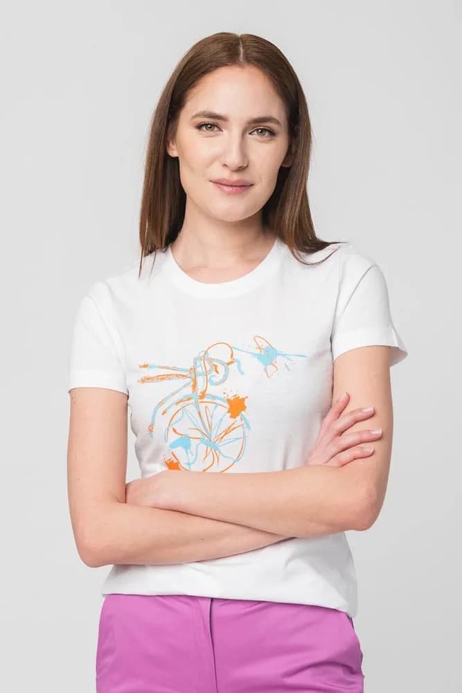 TSHIRT CASUAL F BICICLETA COLOR WHITE-XS — miniatură