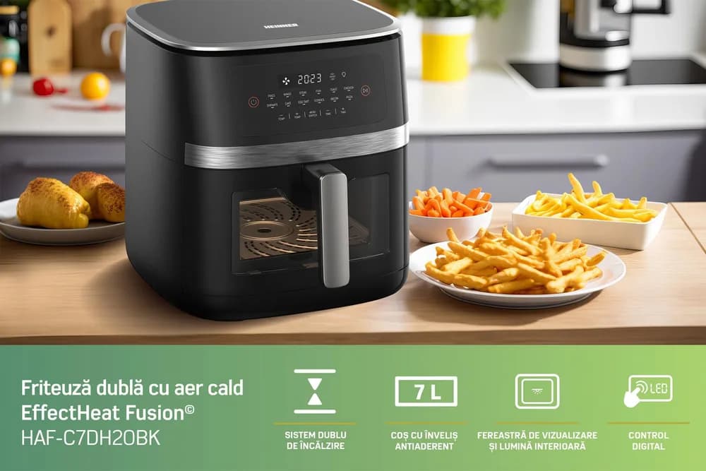 FRITEUZA AER CALD HEINNER EffectHeat Fusion HAF-C7DH20BK — miniatură