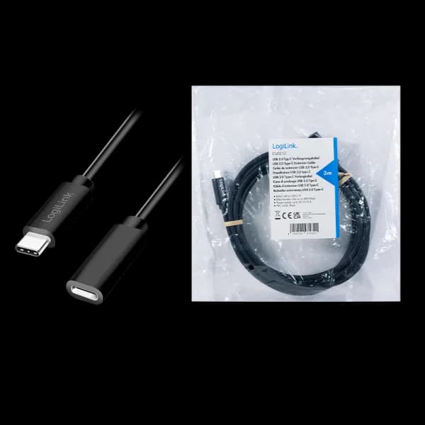 CABLU alimentare si date LOGILINK, pt. smartphone, USB 2.0, USB Type-C (T) la USB Type-C (M), 3m, PD 60W, 2 x ecranat, plastic, negru, "CU0212" — miniatură