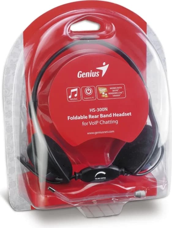 CASTI Genius, "HS-300N", cu fir, standard, utilizare multimedia, call center, microfon pe brat, conectare prin Jack 3.5 mm x 2, negru, "31710146100" — miniatură